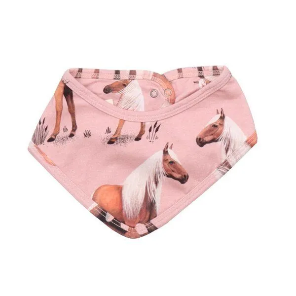 Walkiddy Baby Dreieckstuch Baumwolle Beauty Horses rosa, weiches Halstuch gegen Sabbern & Wind für empfindliche Haut – Walkiddy – Produktbild 1 von 2