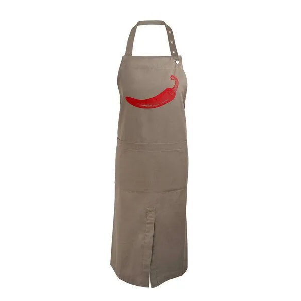 HANDGEDRUCKT HANDGEDRUCKT "Chilly" Schürze lang mit Schlitz aus zertifizierter Bio Baumwolle, Clay, – Produktbild 1 von 3
