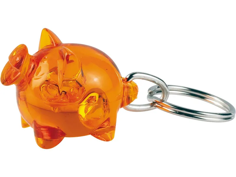Schlüsselanhänger "Small Happy" inkl. 1-farbigem Aufdruck, Orange transparent, – Produktbild 1 von 2