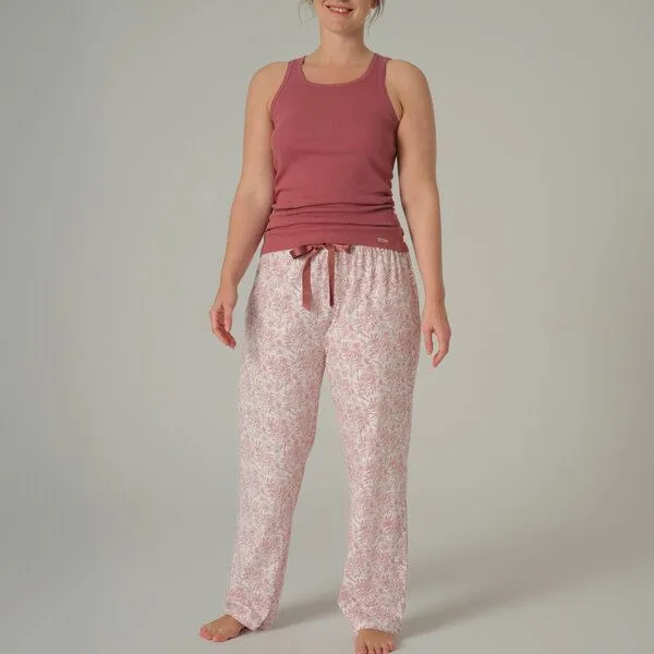 comazo|earth comazo|earth Fairtrade Schlafhose lang, Old rose print (rosa), – Produktbild 1 von 4