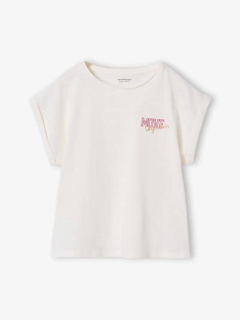 Vertbaudet T-Shirt Mädchen Rundhals BASIC, Wollweiß, – Produktbild 1 von 2