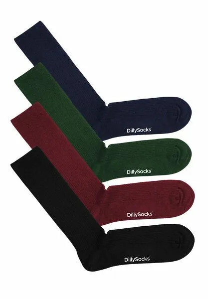 DillySocks DillySocks Socken „Premium Ribbed Collection“, Dark navy - forest green - wine red - night black, – Produktbild 1 von 4