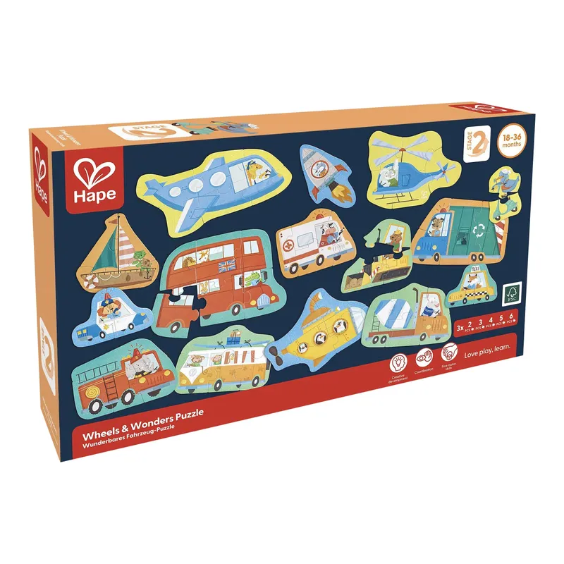 Hape Hape Puzzle wunderbare Fahrzeuge, Mehrfarbig, – Produktbild 1 von 1