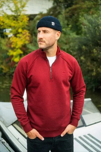 DIRTS dirts Quarter Zip Raglan, Royal burgundy, – Produktbild 2 von 4