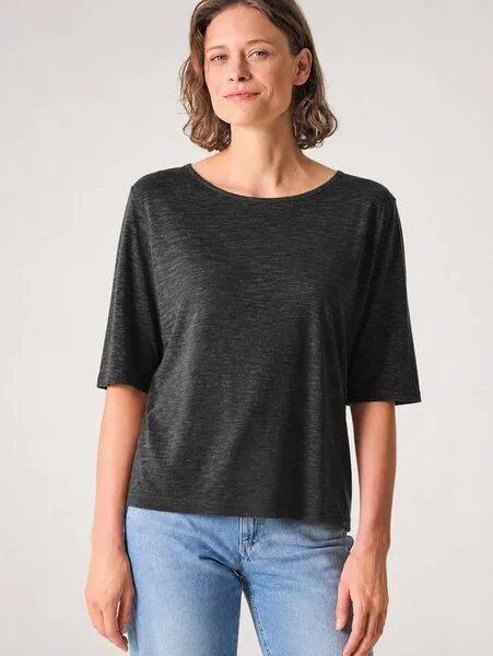 HempAge Hempage Damen Halbarm T-Shirt Hanf/Biobaumwolle, Black(schwarz), – Produktbild 2 von 4