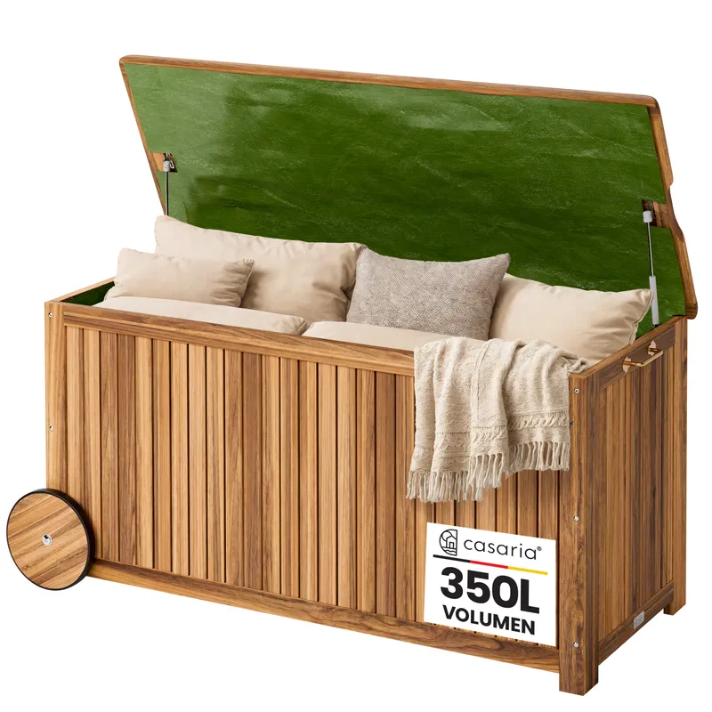 Casaria® Gartenbox Akazienholz 350L mit Innenplane 119x50x61cm wetterfest, Braun, – Produktbild 1 von 2