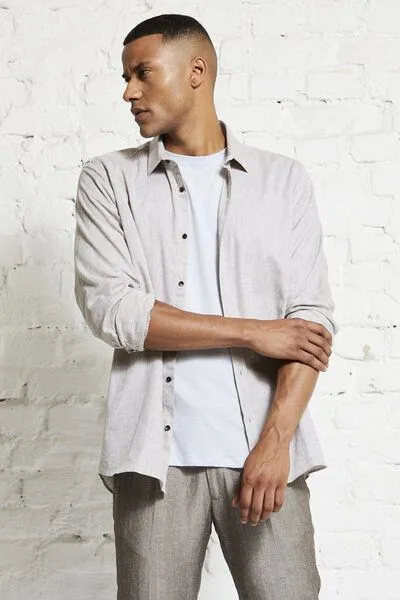 Wunderwerk Wunderwerk Herren Hemd aus Biobaumwolle und Leinen "Shirt linenmix male", Natur (beige with white), – Produktbild 4 von 4