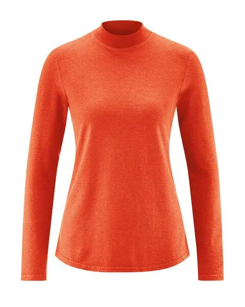 HempAge HempAge Damen Langarm-Shirt mit Stehkragen Hanf/Bio-Baumwolle, Rot (brick), – Produktbild 1 von 1