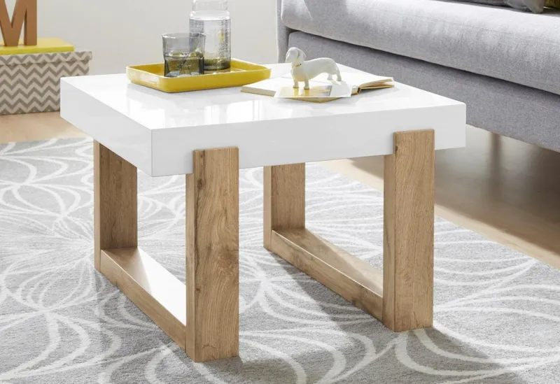 OTTO home Couchtisch Solid, hochglanzfarbener weißer Tischplatte, in zwei unterschiedlichen Größen, Weiß, – Produktbild 2 von 8