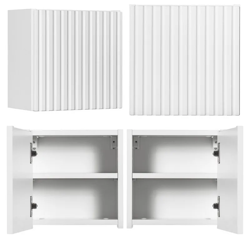 Lomadox Hängeschrank NEWPORT-56-WHITE Wandschrank Badschrank, weiß, gerillte Front, ca. 30/30/19cm, Weiß, – Produktbild 1 von 5