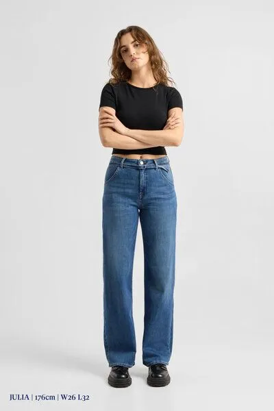DAWN Damen Jeans BLINK High Waist Wide DAWN Bio-Baumwolle, Vintage blue, – Produktbild 1 von 4