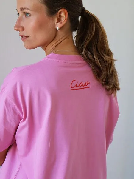 Kultgut Kultgut Artdesign - Shirt 100% Biobaumwolle - Boxiform- /Ciao, Pink, – Produktbild 1 von 4