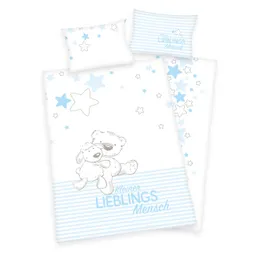 Herding Herding Lieblingsmensch BIO-Bettwäsche GOTS blau Größe 40x60 + 100x135 cm – Produktbild 1 von 1