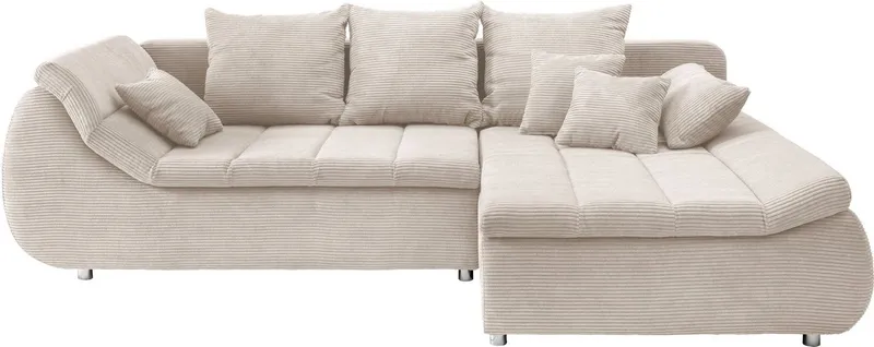 Home affaire Ecksofa Imola, bequem, aktuelle Steppung im Sitz, L-Form, Breite 270cm, wahlweise mit Bettfunktion, Beige|braun, – Produktbild 2 von 8