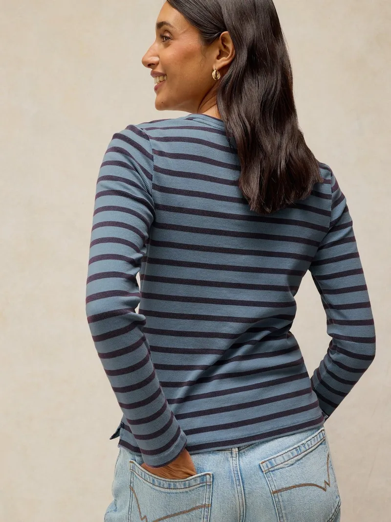 White Stuff Langarmshirt Sadie mit Streifen - 50, Blau multi, – Produktbild 4 von 4