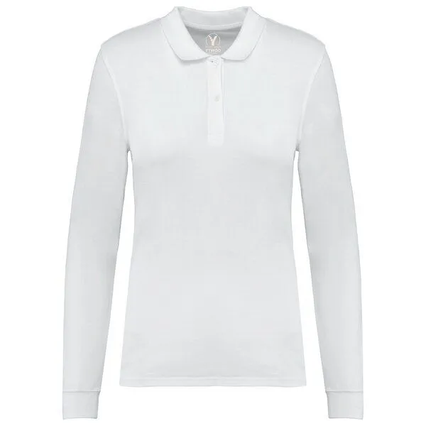 YTWOO YTWOO Damen Piqué-Polo Langarm, Weiß, – Produktbild 2 von 4