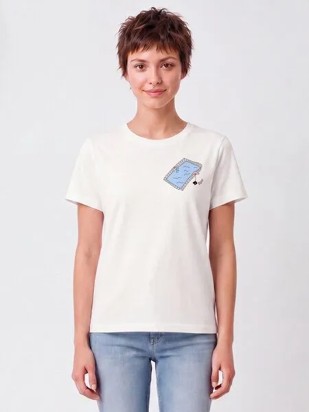 watapparel watapparel T-Shirt Frauen Swimmingpool chilling, Off white, – Produktbild 2 von 2