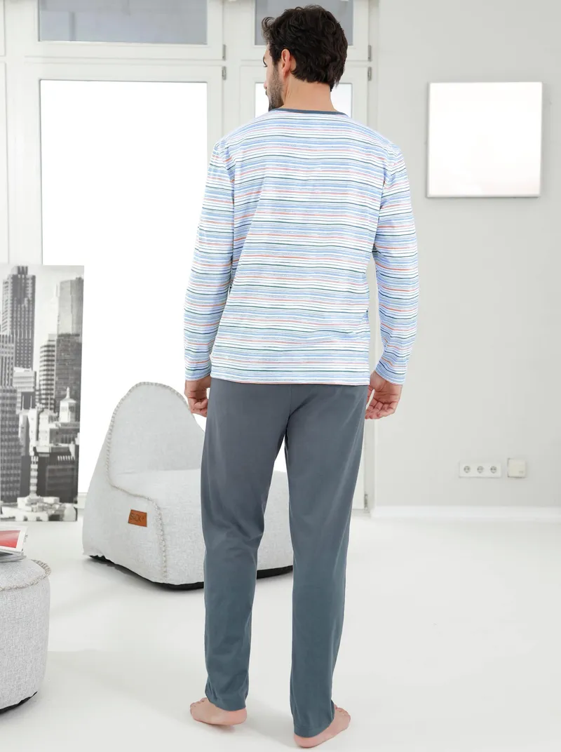 wäschepur men Schlafanzüge anthrazit + marine, Anthrazit + marine, – Produktbild 2 von 3