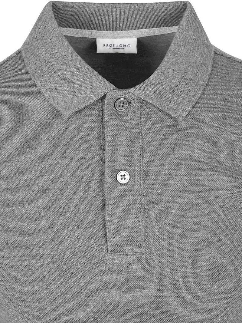 Profuomo Profuomo Piqué Poloshirt Melange Grau - Größe XXL, Grau, – Produktbild 3 von 4