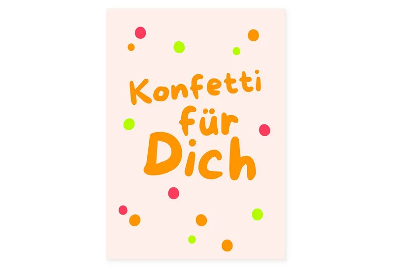 Bow & Hummingbird Bow & Hummingbird Postkarte "Konfetti für Dich" (Neon) aus Recyclingpapier – Produktbild 1 von 6