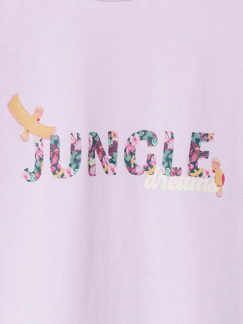 Vertbaudet T-Shirt Mädchen JUNGLE mit Cut-Outs lila, Lila, – Produktbild 3 von 3