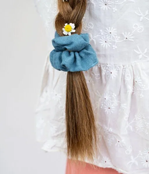 obumi obumi Haargummi - Scrunchie aus Leinen, Grey blue, – Produktbild 1 von 4