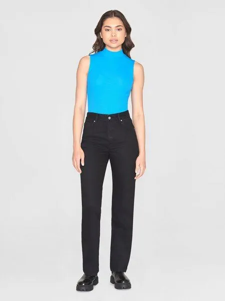 KnowledgeCotton Apparel KnowledgeCotton Apparel Ripptop - High neck rib top - aus Bio-Baumwolle, Blau (malibu blue), – Produktbild 3 von 4