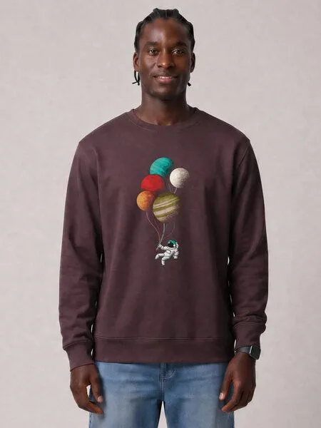 watapparel watapparel Sweatshirt Unisex Balloon Spaceman, Red brown, – Produktbild 2 von 2