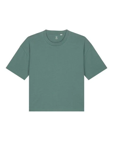 YTWOO YTWOO Damen Boxy T-Shirt aus Bio-Baumwolle, Grün, – Produktbild 4 von 4