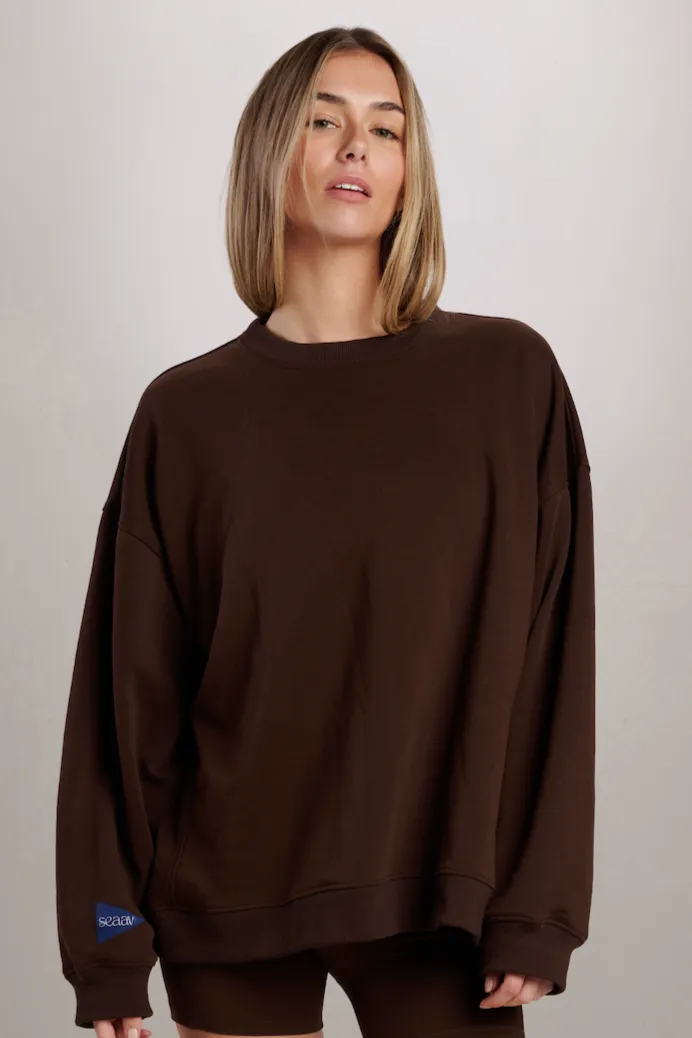SEAAV SEAAV Damen vegan Sweatshirt Dune Crew Kaffeebohne, Dunkelbraun, – Produktbild 2 von 2