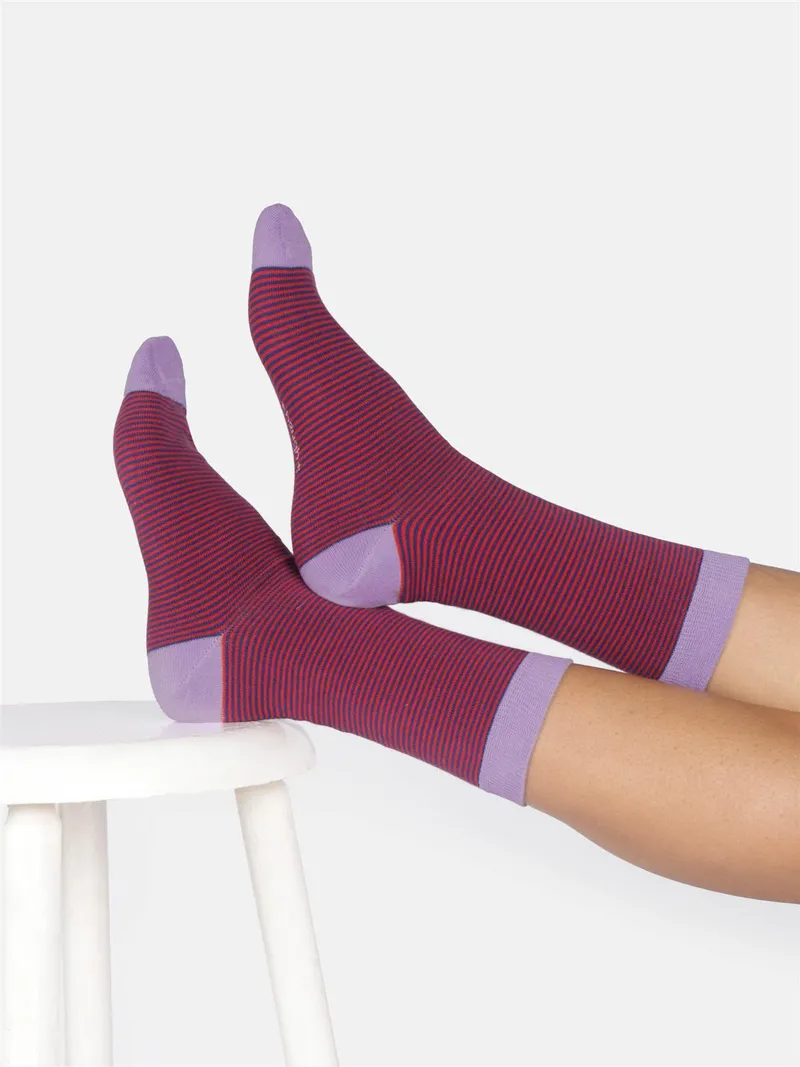 Thought Socken Modell: Stripe Crew, Strawberry red, – Produktbild 1 von 1