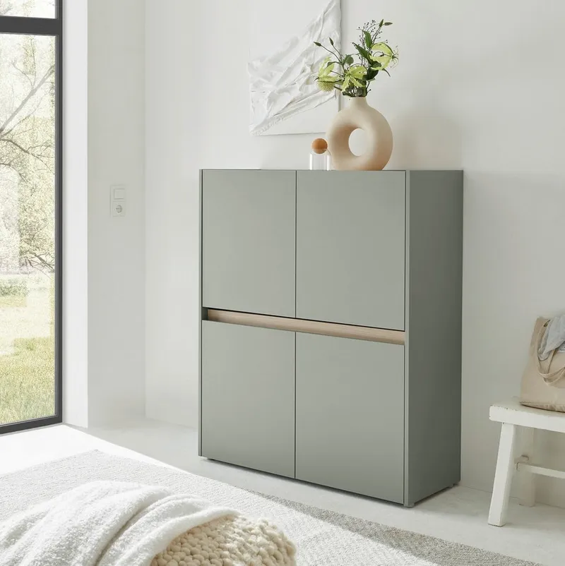 Home affaire Highboard City/Giron, moderner Schrank, Kommode, Stauraumschrank, Hochschrank, zeitlos, modern, ausreichend Stauraum, vielseitig einsetzbar, Grün, – Produktbild 3 von 5