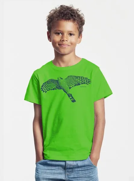 Peaces.bio - handbedruckte Biomode Peaces.bio - handbedruckte Biomode Bio-Kinder T-Shirt Sperber, Apfelgrün, – Produktbild 2 von 2