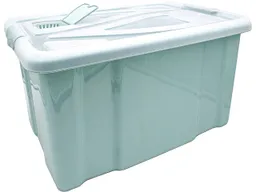 Aufbewahrungsbox "HAMBURG" mit Deckel und Lüftungsklappe, pastellgrün, 60 l – Produktbild 1 von 1