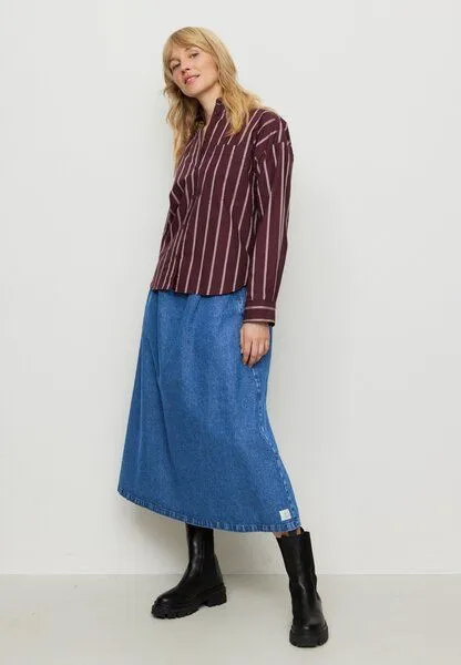 recolution Damen Hemdbluse aus Bio-Baumwolle - FORSYTHIA STRIPES - recolution, Dark plum (lila), – Produktbild 1 von 4