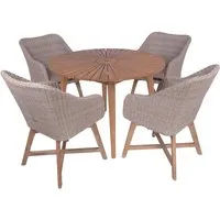 Gartenmöbel-Set "FREMONT/OAKLAND 01" 5-tlg. 1 Tisch Akazie, 4 Sessel KSgefl. pfeffergrau – Produktbild 1 von 1