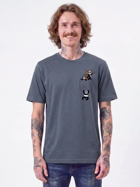 watapparel watapparel T-Shirt Unisex Pocket Pandas, Blue grey, – Produktbild 2 von 2