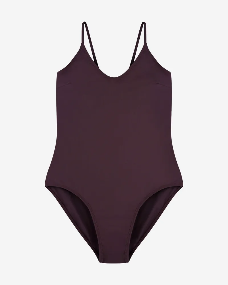 MATONA MATONA Damen vegan Badeanzug V-Ausschnitt Aubergine, Dunkelviolett, – Produktbild 1 von 2