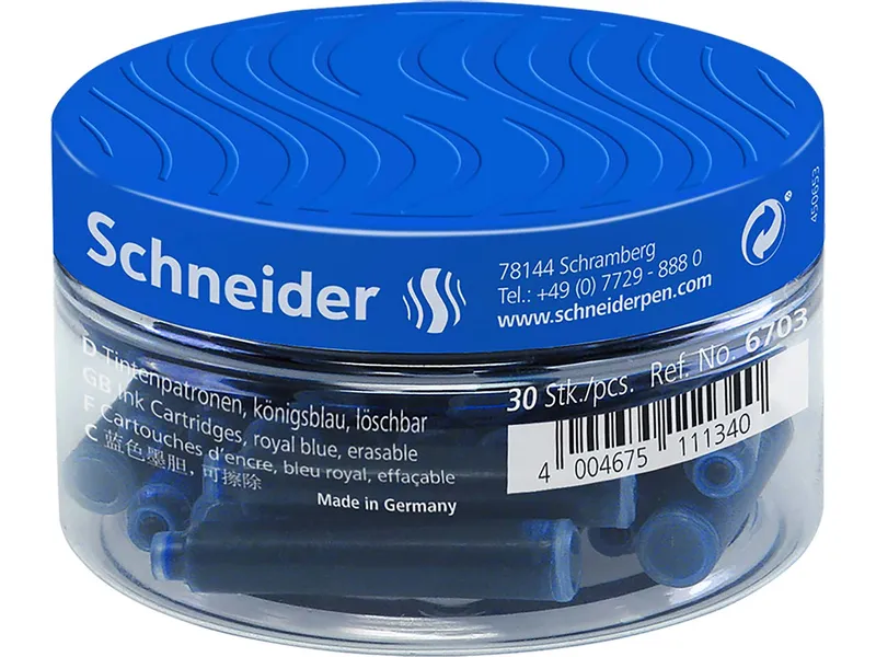 Schneider Schneider 30er-Pack Standard-Tintenpatronen in Runddose, Blau, – Produktbild 1 von 1