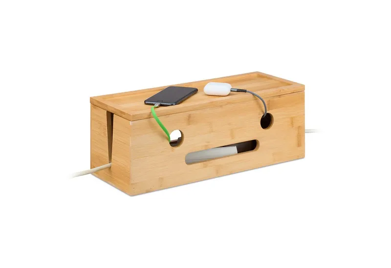 RELAXDAYS RELAXDAYS Kabelbox aus Bambus, (1-tlg), Braun, – Produktbild 6 von 8