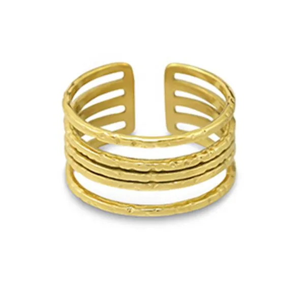 ELEKTROPULLI Größenverstellbarer Boho Layering Ring ca. Ø 17 - 20mm von Elektropulli, Gold, – Produktbild 2 von 2