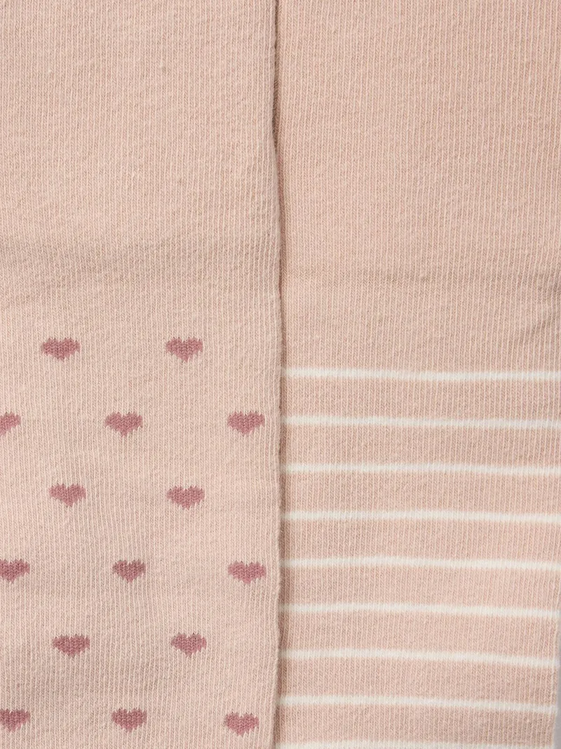 Vertbaudet 2er-Pack Baby Mädchen Strumpfhosen mit Herz- und Streifenmuster hell, Hellrosa, – Produktbild 2 von 2