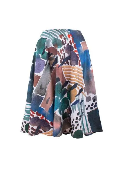 Sophia Schneider-Esleben Sophia Schneider-Esleben Rock Skyler - Glockenrock, Schwingrock aus Bio-Baumwolle, San gimignano (blau) (gelb), – Produktbild 1 von 2