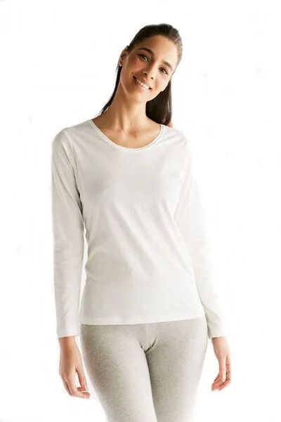 Leela Cotton Leela Cotton Damen Langarmshirt 5 Farben Bio-Baumwolle, Naturweiß, – Produktbild 2 von 3