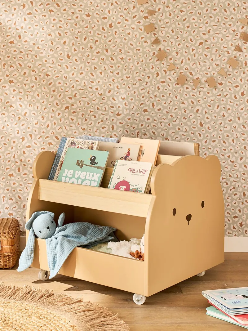 Vertbaudet Kinder Bücherregal mit Rollen BÄR mokka, Mokka, – Produktbild 1 von 4