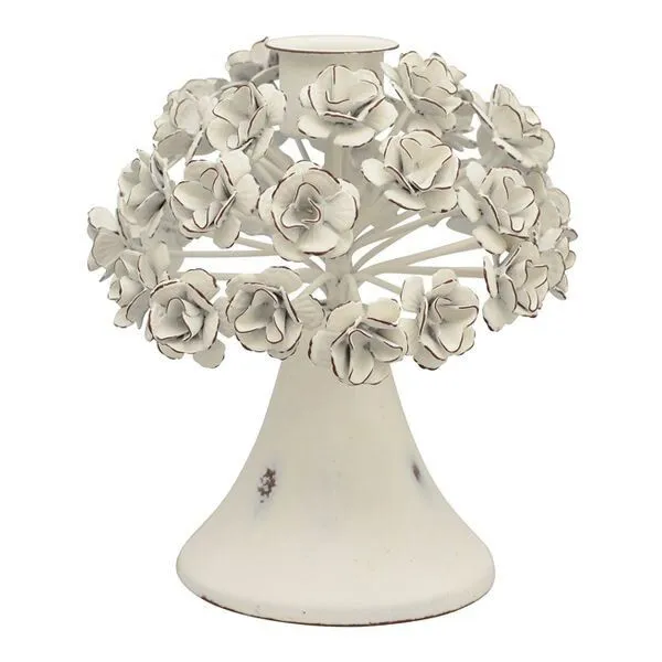 Mitienda Shop Mitienda Shop Kerzenständer rustikal mit Blumen, weiß – Produktbild 1 von 2