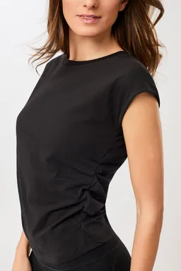 mandala MANDALA Damen vegan Top Side Ruffled Schwarz – Produktbild 1 von 1