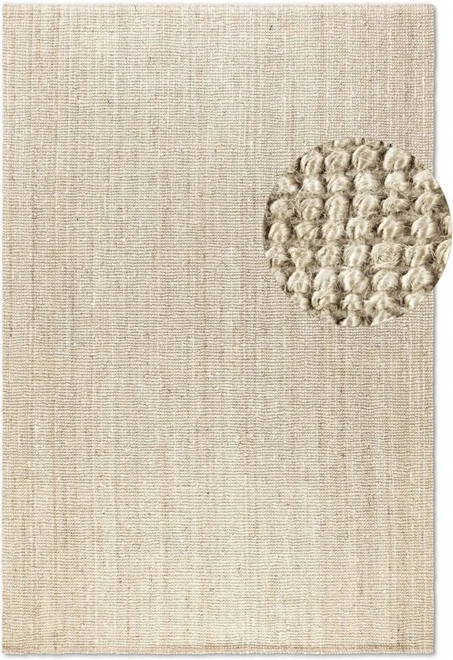 HANSE Home Teppich Jaipur Juteteppich, als Läufer und in Rund, rechteckig, Höhe: 10 mm, 100% Naturfaser, Wohnzimmer, Esszimmer, Schlafzimmer, Weiß, – Produktbild 6 von 8