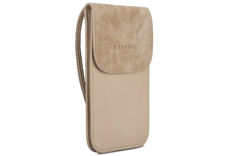 Expatrié Handytasche AMELIE Handytasche zum Umhängen Damen, Verstellbare Länge, Veganes Kunstleder, Beige, – Produktbild 6 von 8