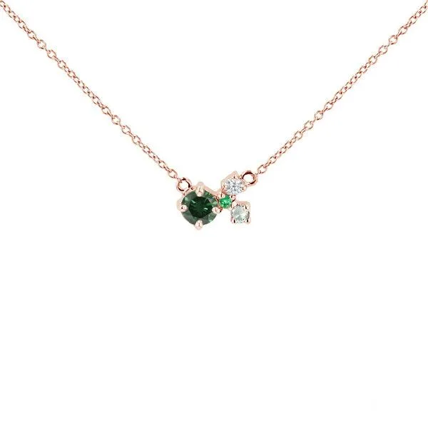 Eppi Eppi Cluster Halskette mit grünem Diamanten und Edelsteinen Millie, Rosa, – Produktbild 1 von 4
